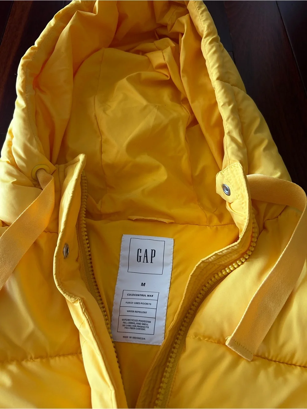 GAP Kids Bright Yellow Hooded Puffer Jacket